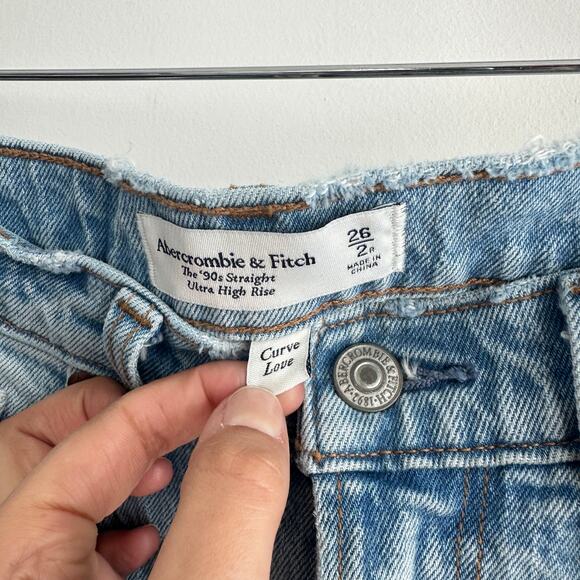 Abercrombie & Fitch Jeans Womens 26 x 30 90s Straight Ultra High Rise Curve Love - Picture 7 of 12